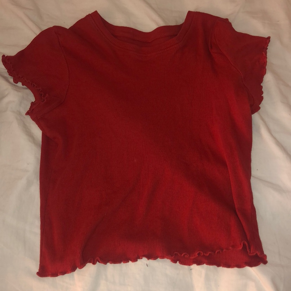 ruffled red top